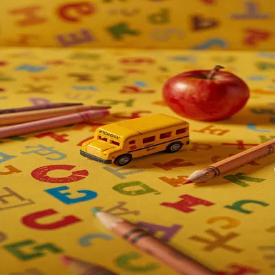 School Bus & Crayons