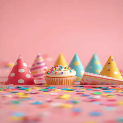 Party Hats & Cupcake