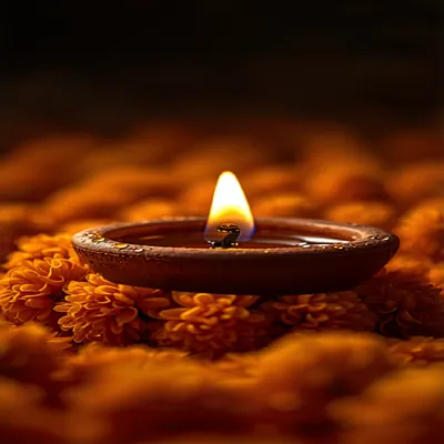 Marigold Diya Macro