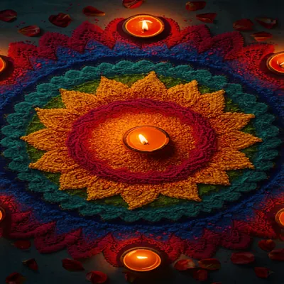 Rangoli with Diyas