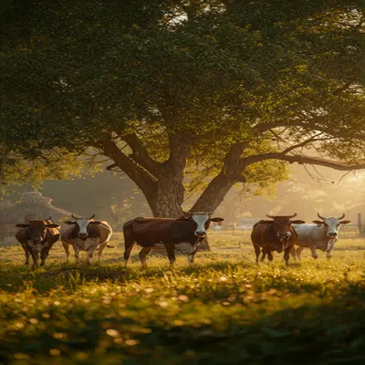 Village Cow Scene