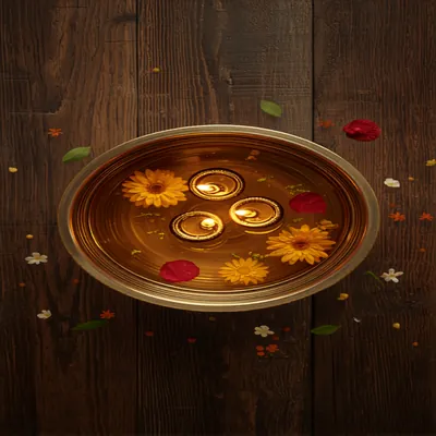 Brass Urli & Flowers