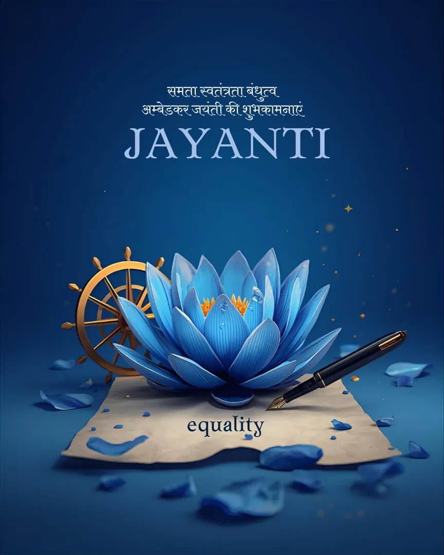 Ambedkar Jayanti Greeting Card 02 Blue Lotus Pen