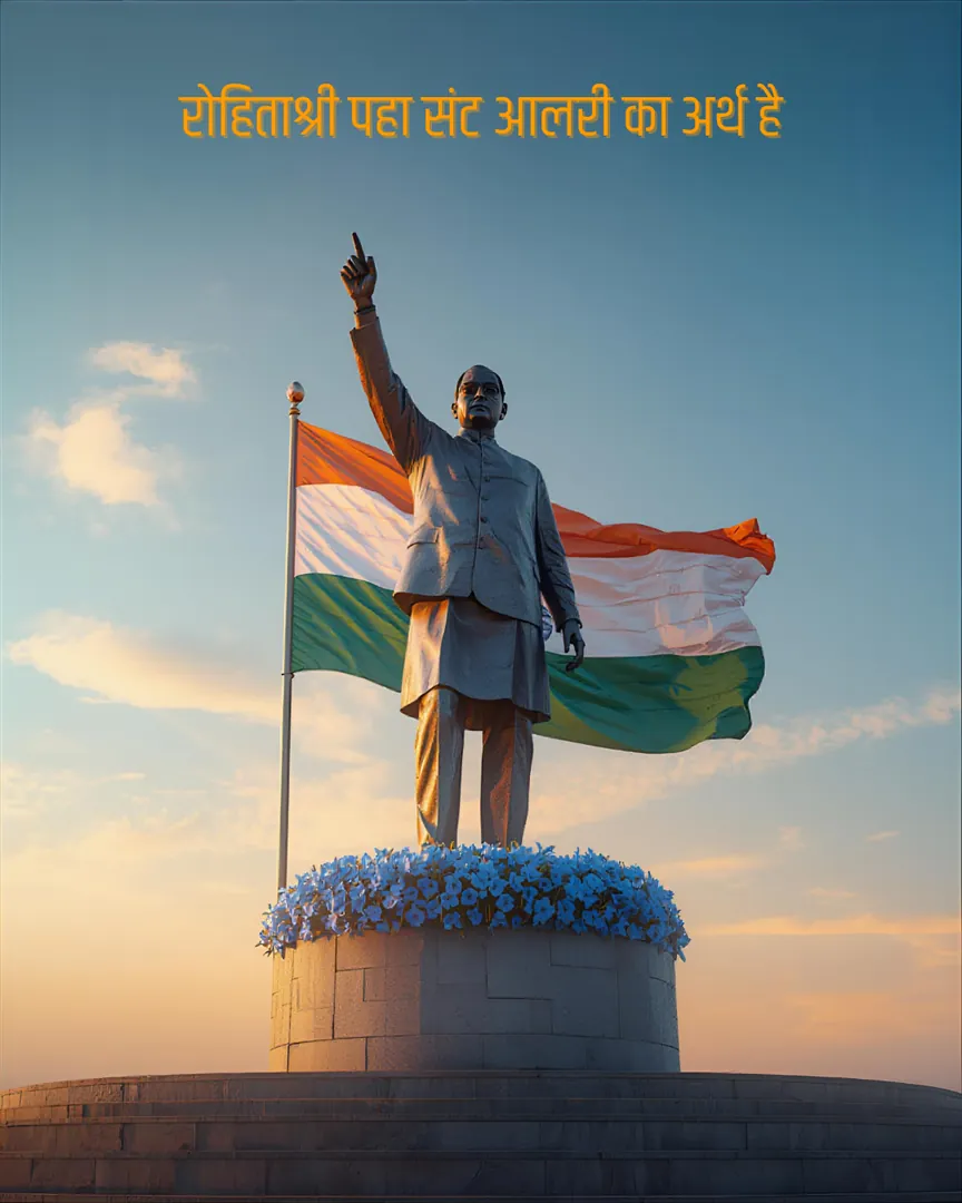 Ambedkar Jayanti Greeting Card 09 Bronze Statue Sunset