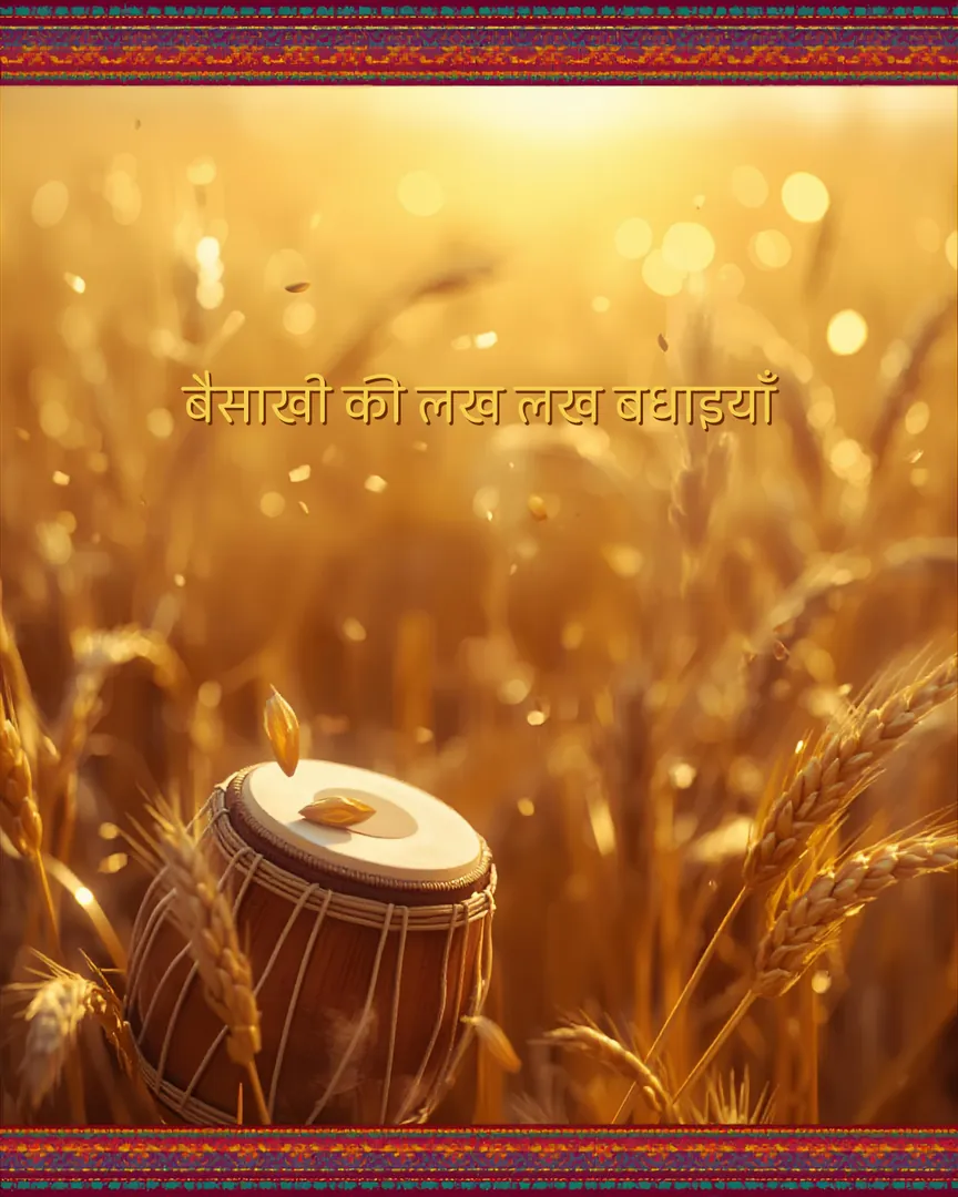 Baisakhi Greeting Card 05 Golden Wheat Field