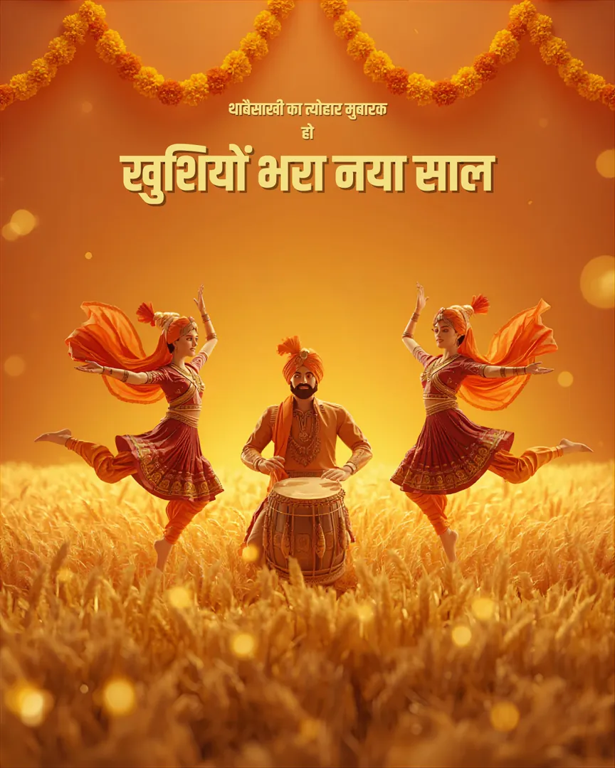 Baisakhi Greeting Card 07 Bhangra Dancers