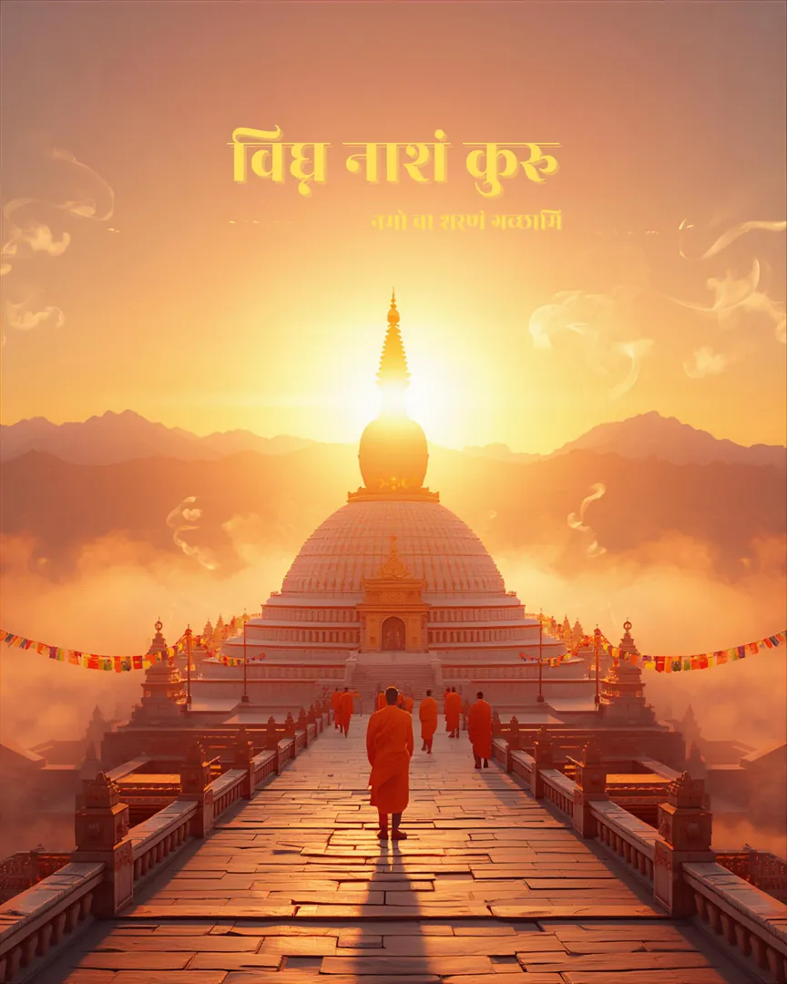 Buddha Purnima Greeting Card 01 Bodhi Tree Scene