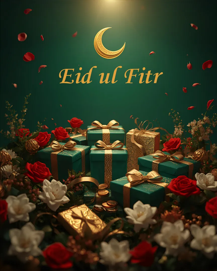 Eid Ul Fitr Greeting Card 07 Luxurious Golden