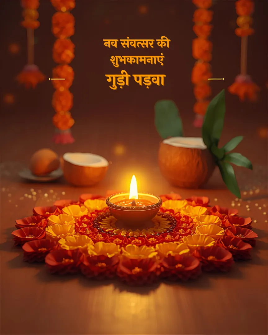 Gudi Padwa Ugadi Greeting Card 01 Luxurious Rangoli