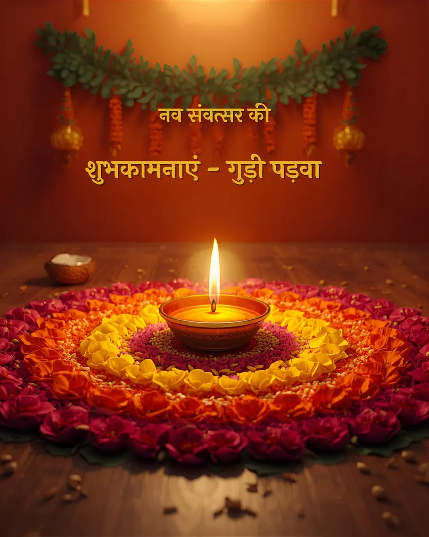 Gudi Padwa Ugadi Greeting Card 06 Circular Rangoli