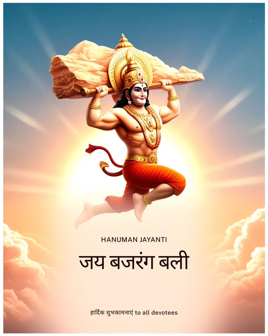 Hanuman Jayanti Greeting Card 07 Jai Bajrang Bali Hindi