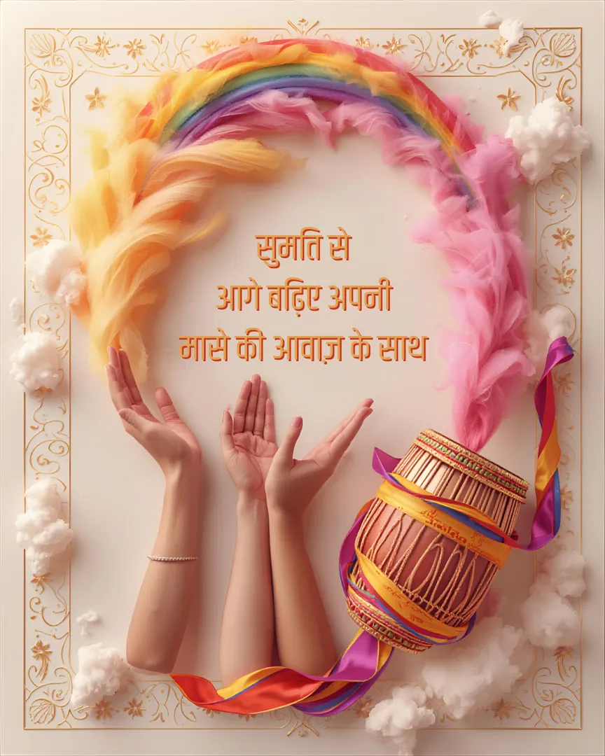 Holi Greeting Card 06 Dhol Drum Celebration