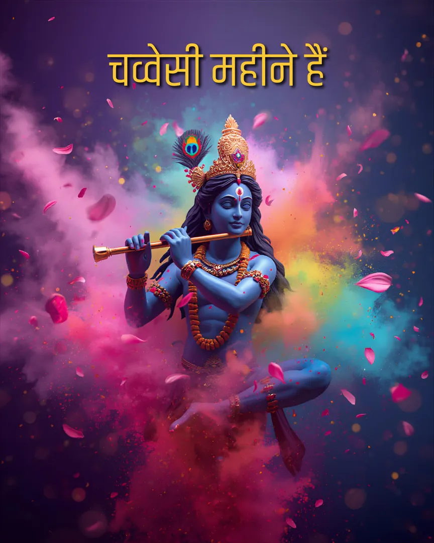 Holi Greeting Card 07 Krishna Gulaal Explosion
