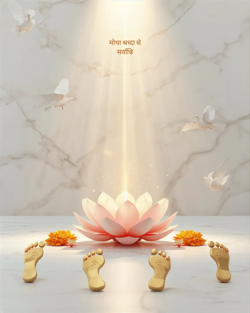 Mahavir Jayanti Greeting Card 07 3D Lotus Meditation
